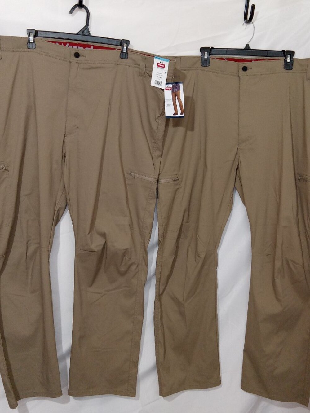 Wrangler Outdoor Performance Flex Pants Men's 50x30 Khaki 2 Pair NEW